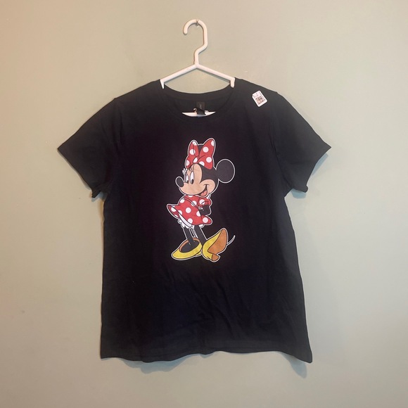Disney Womens Minnie Mouse Crew Neck Cotton Casual Graphic T-Shirt Black Large - Picture 1 of 12